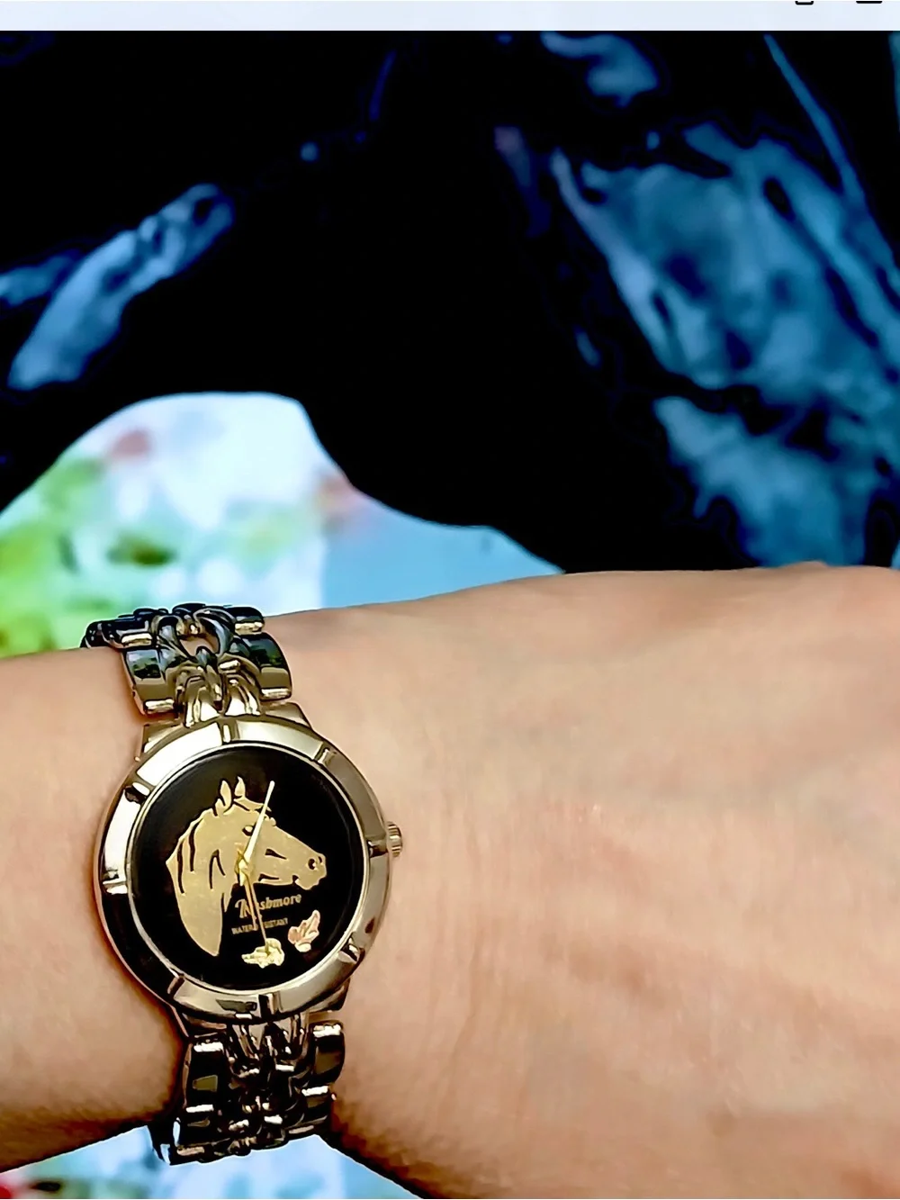 Ladies Rushmore Black Hills Gold Horse/Leaves Stainless Steel Watch & 7” Band